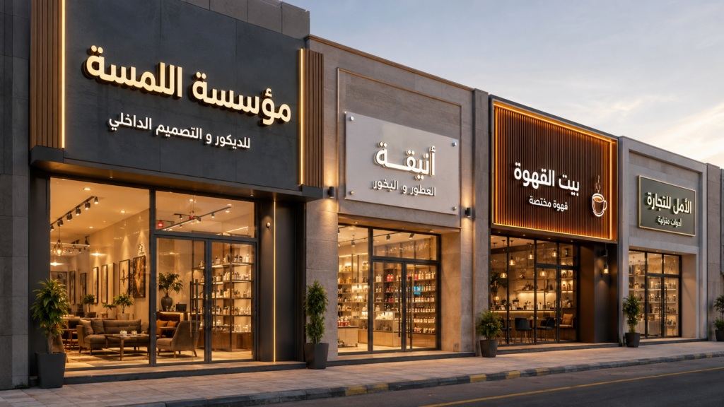 تصميم وتركيب لوحات محلات بالجبيل