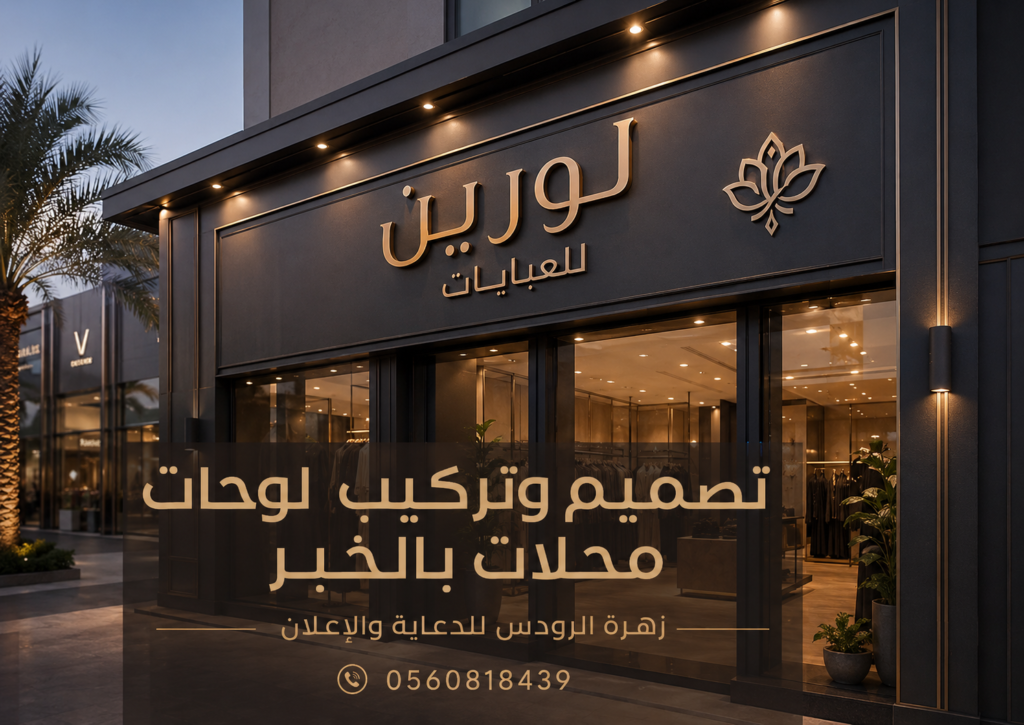 تصميم وتركيب لوحات محلات بالخبر من زهرة الرودس